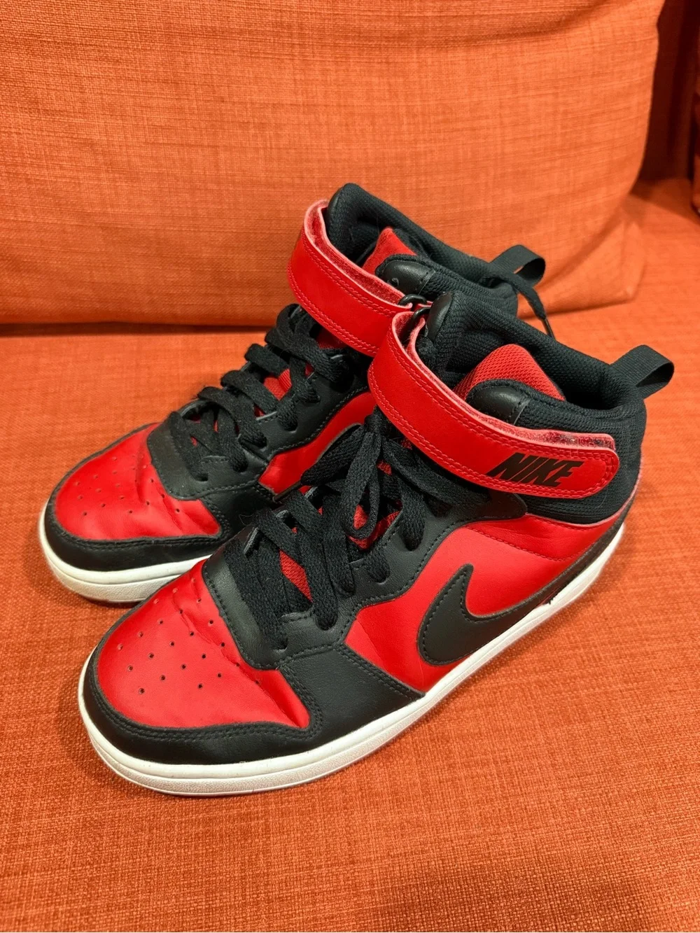 Nike court borough Mid 2 high top sneakers in Red and Black
